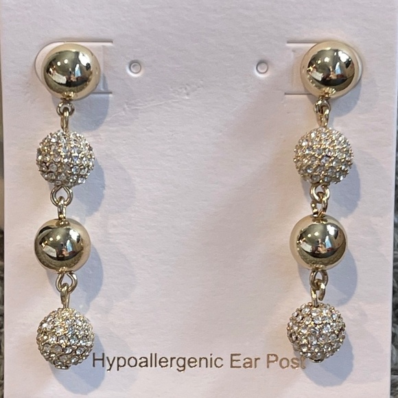 J. Crew Factory Gold Drop Bauble Earrings - NWT - Picture 1 of 5